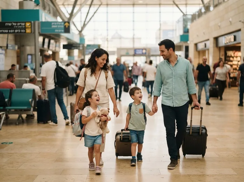 משפחה ישראלית בנתב״ג בדרך לטיסה